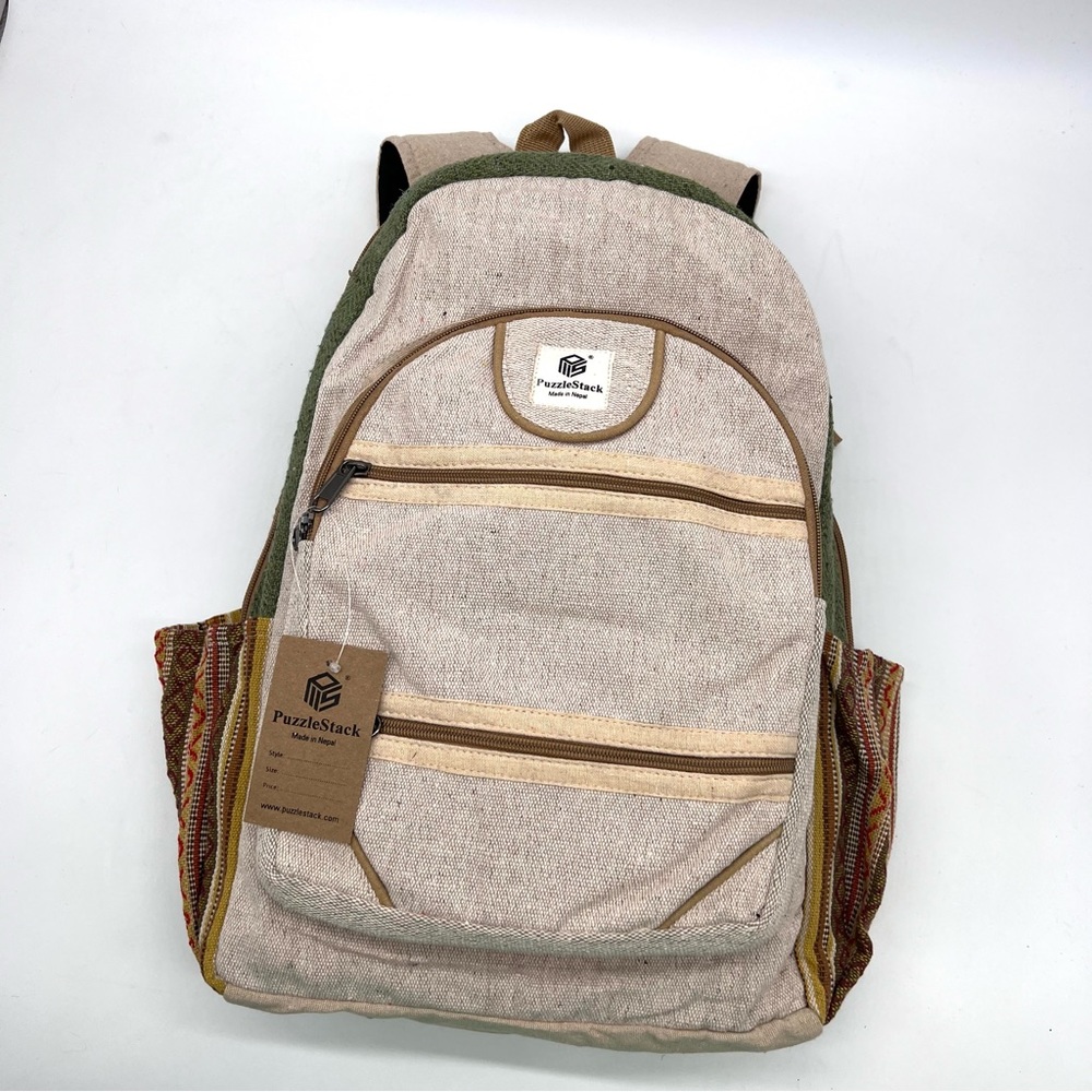 Handmade Hemp Cotton Multi-pocket Backpack - Picture 2 of 10